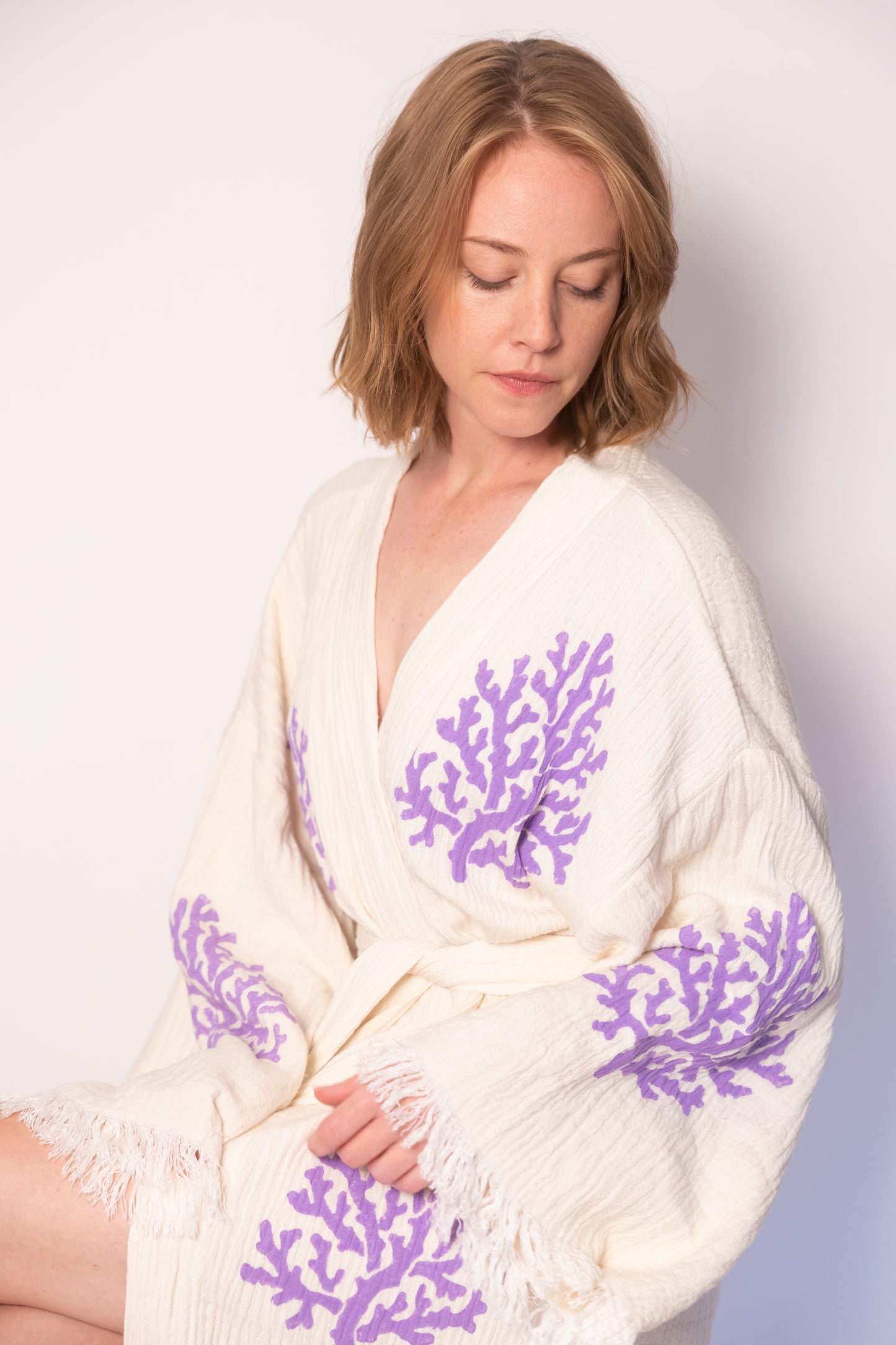 Leaf Print Cotton Robe