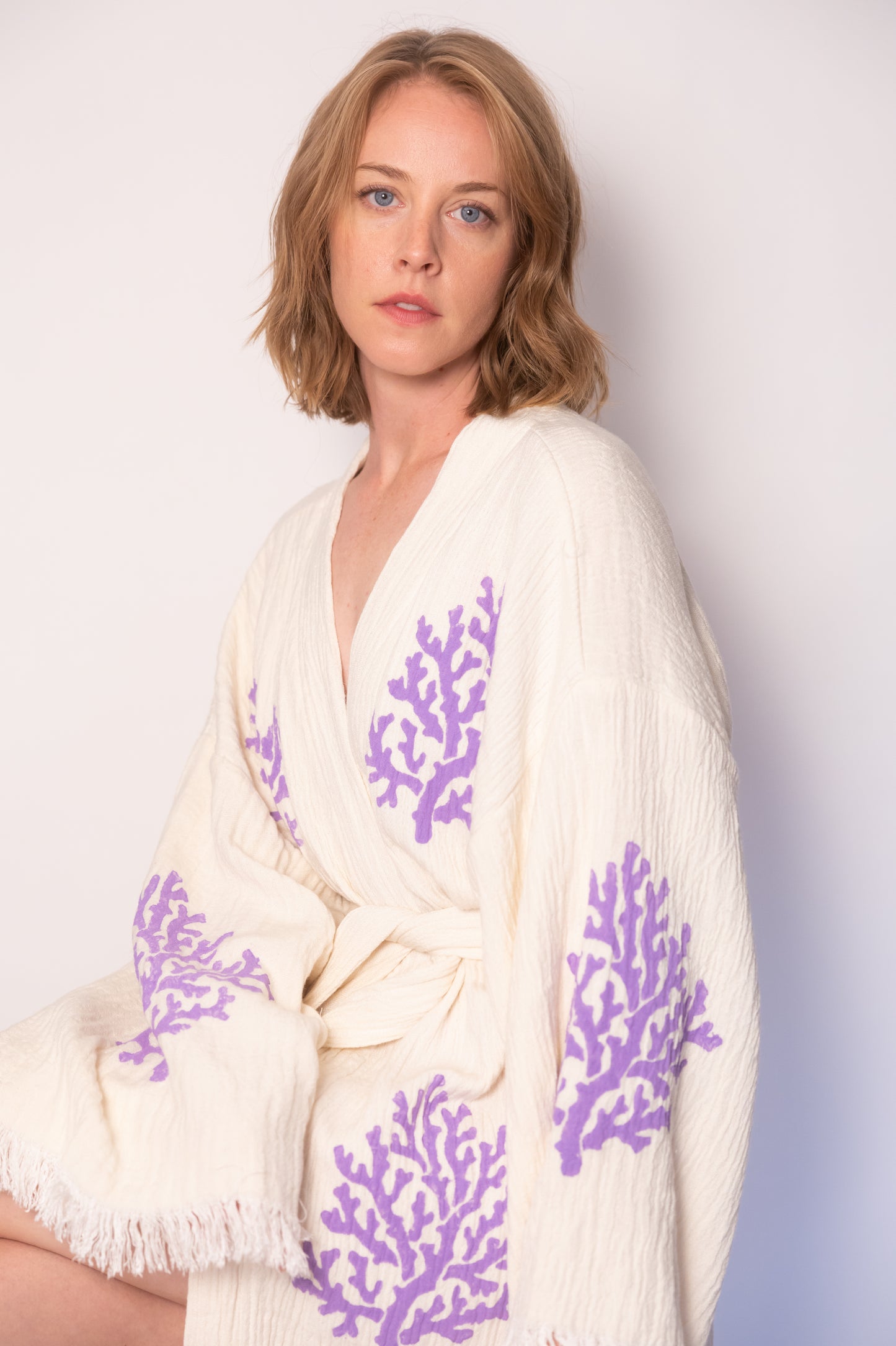 Leaf Print Cotton Robe