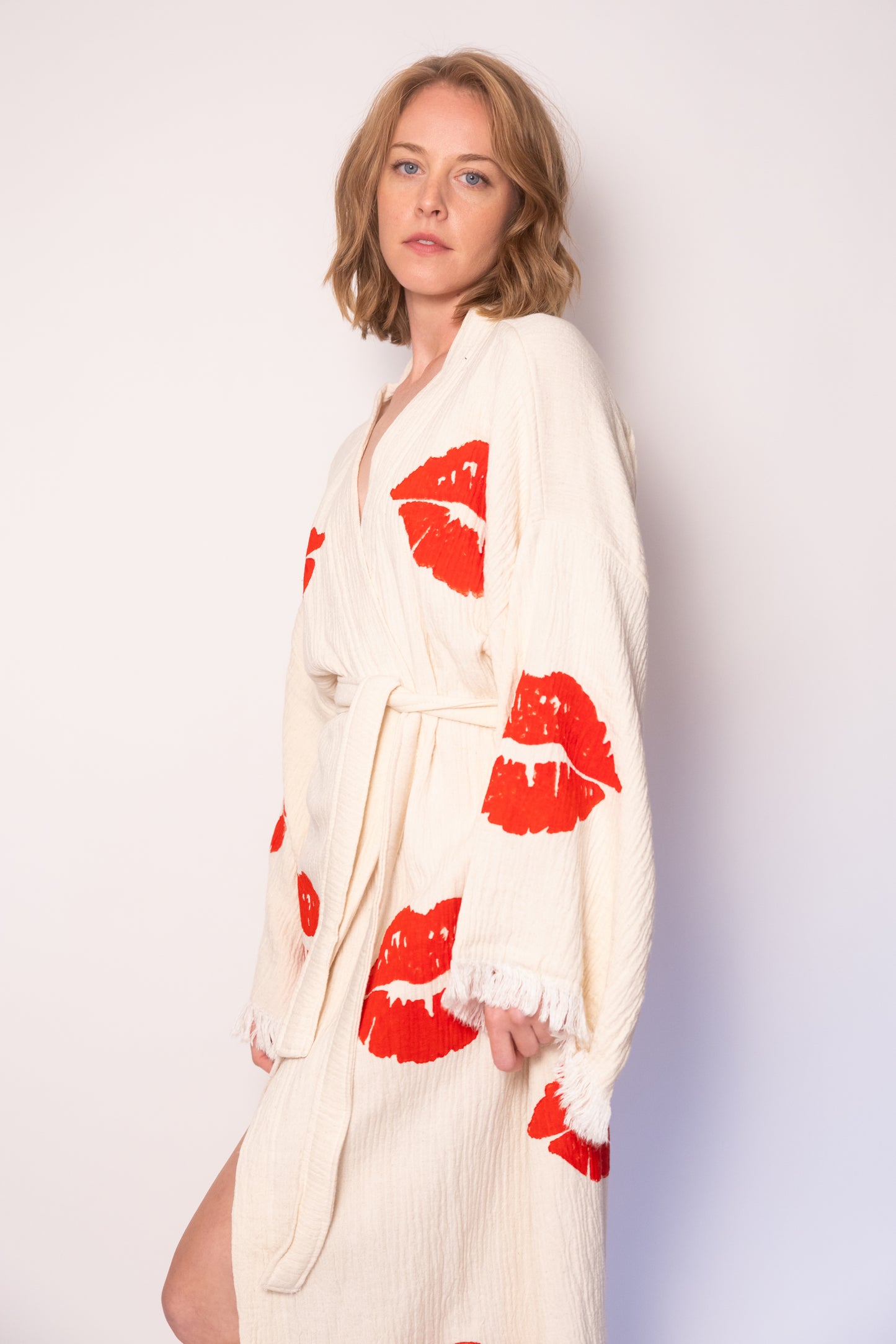 Lips Print Cotton Robe