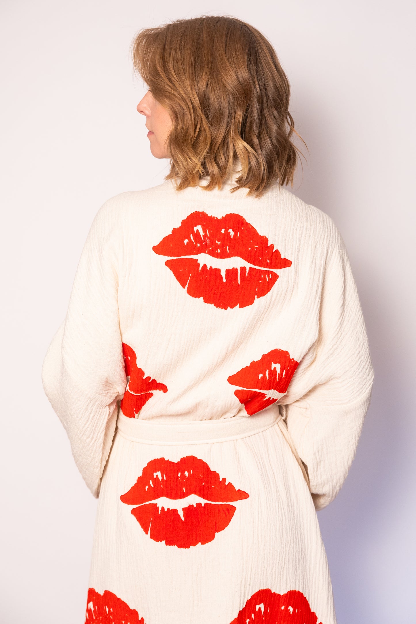Lips Print Cotton Robe