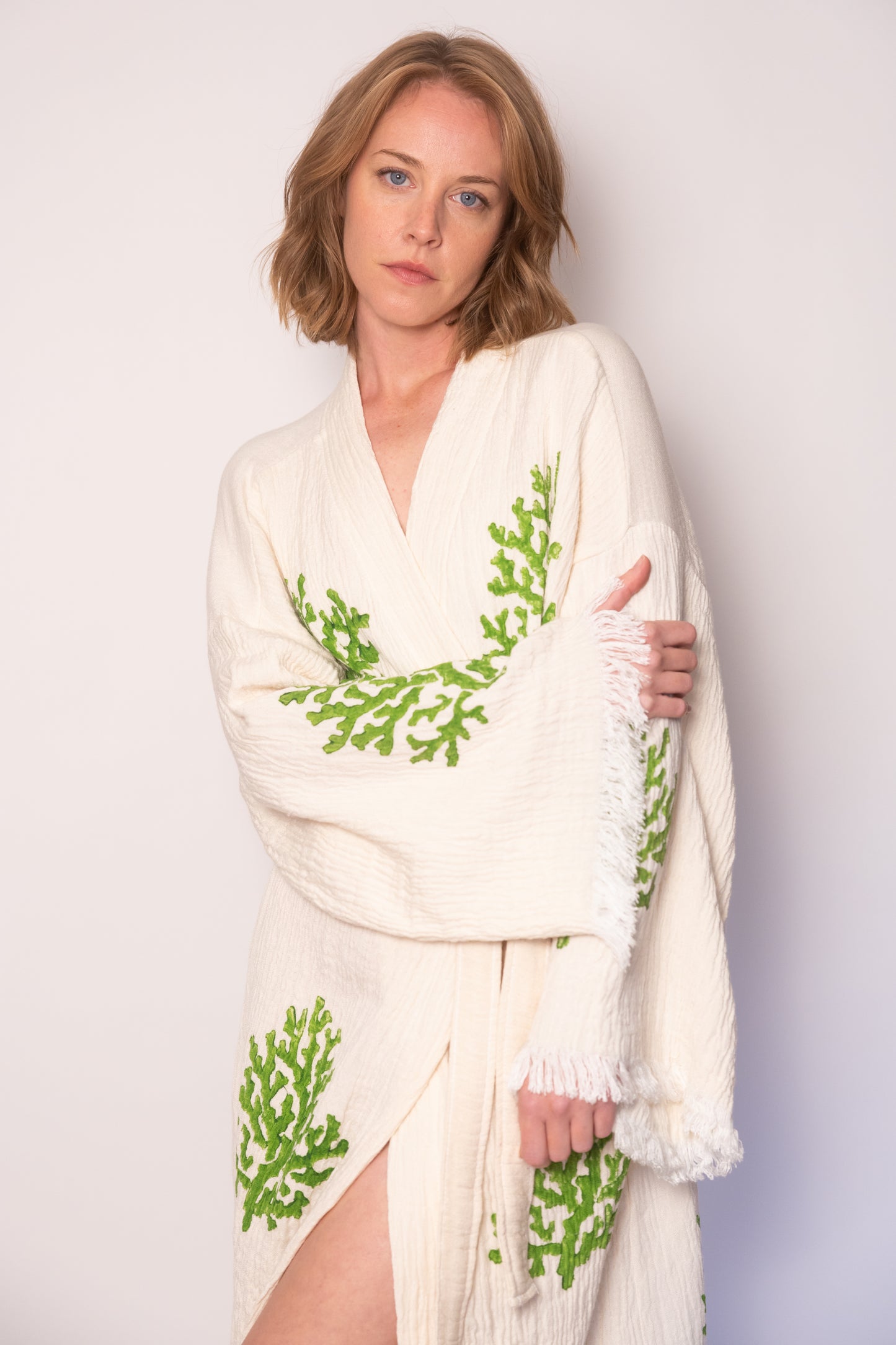 Leaf Print Cotton Robe
