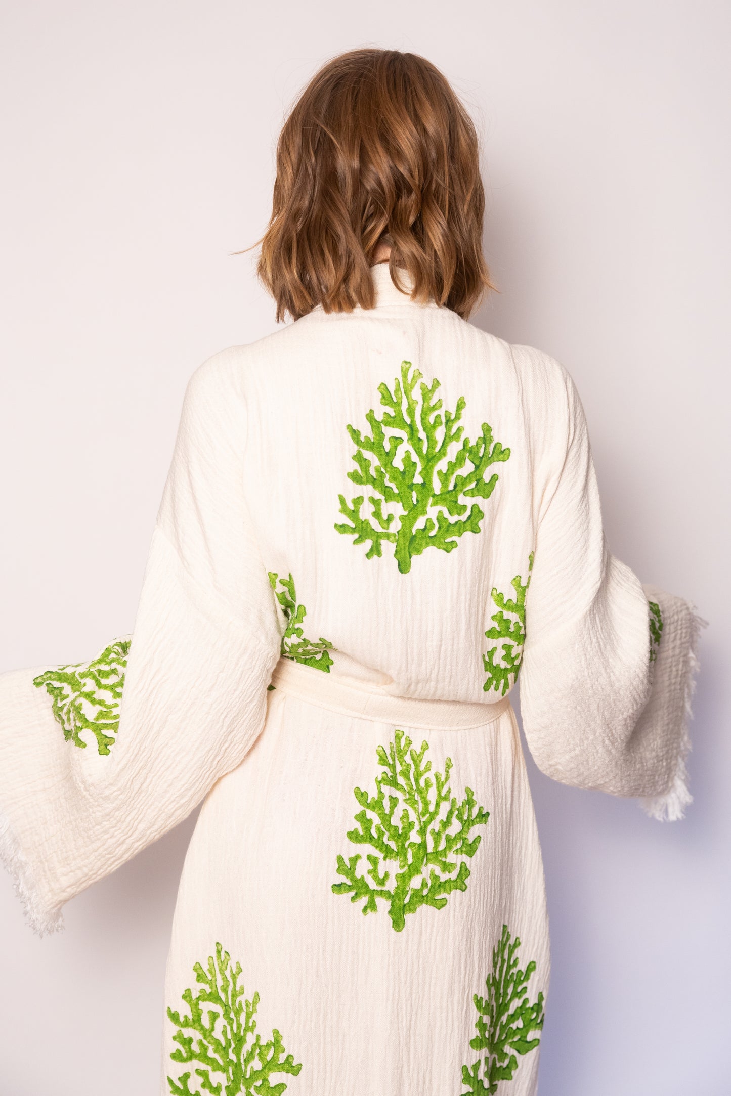 Leaf Print Cotton Robe