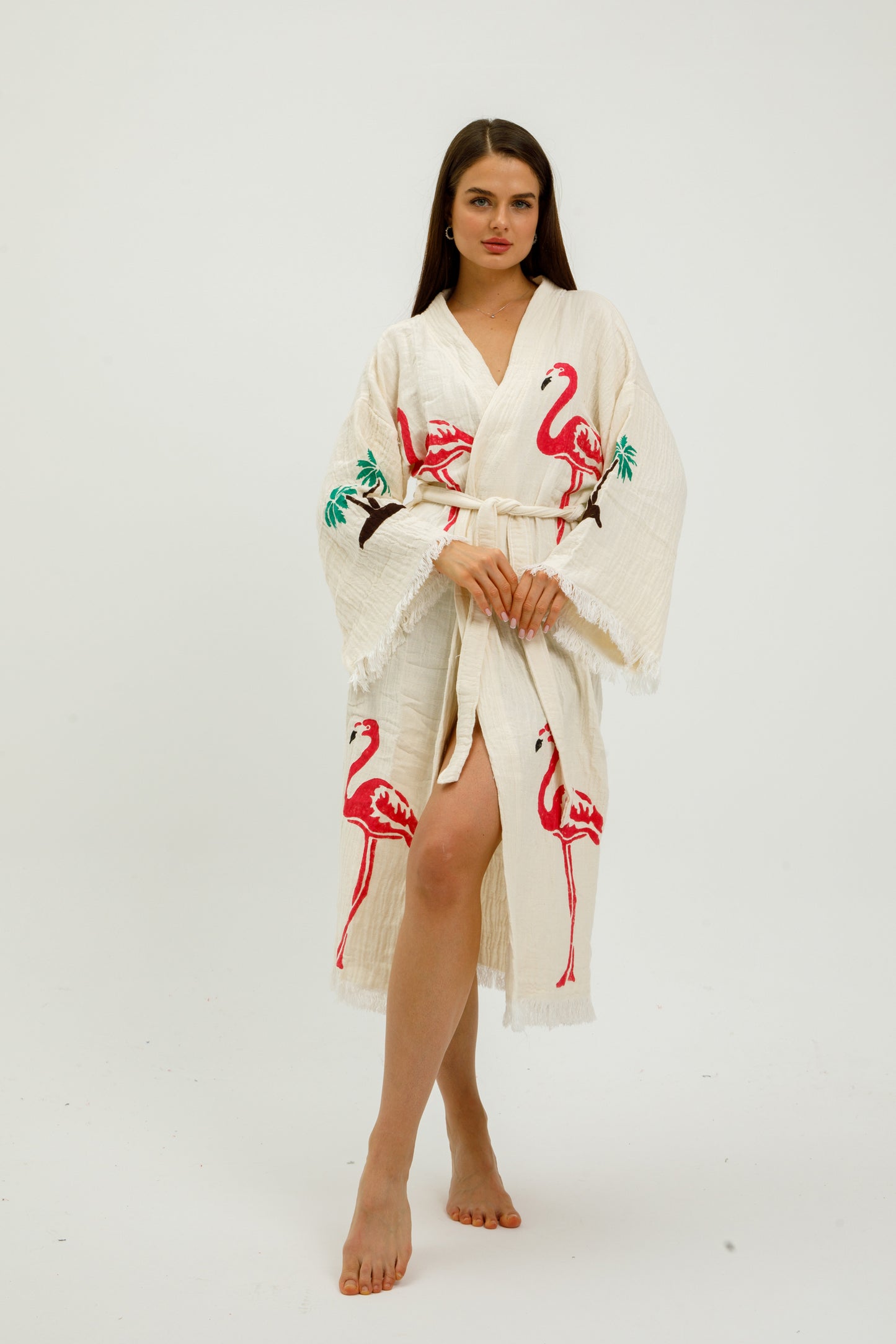 Flamingo Print Cotton Robe