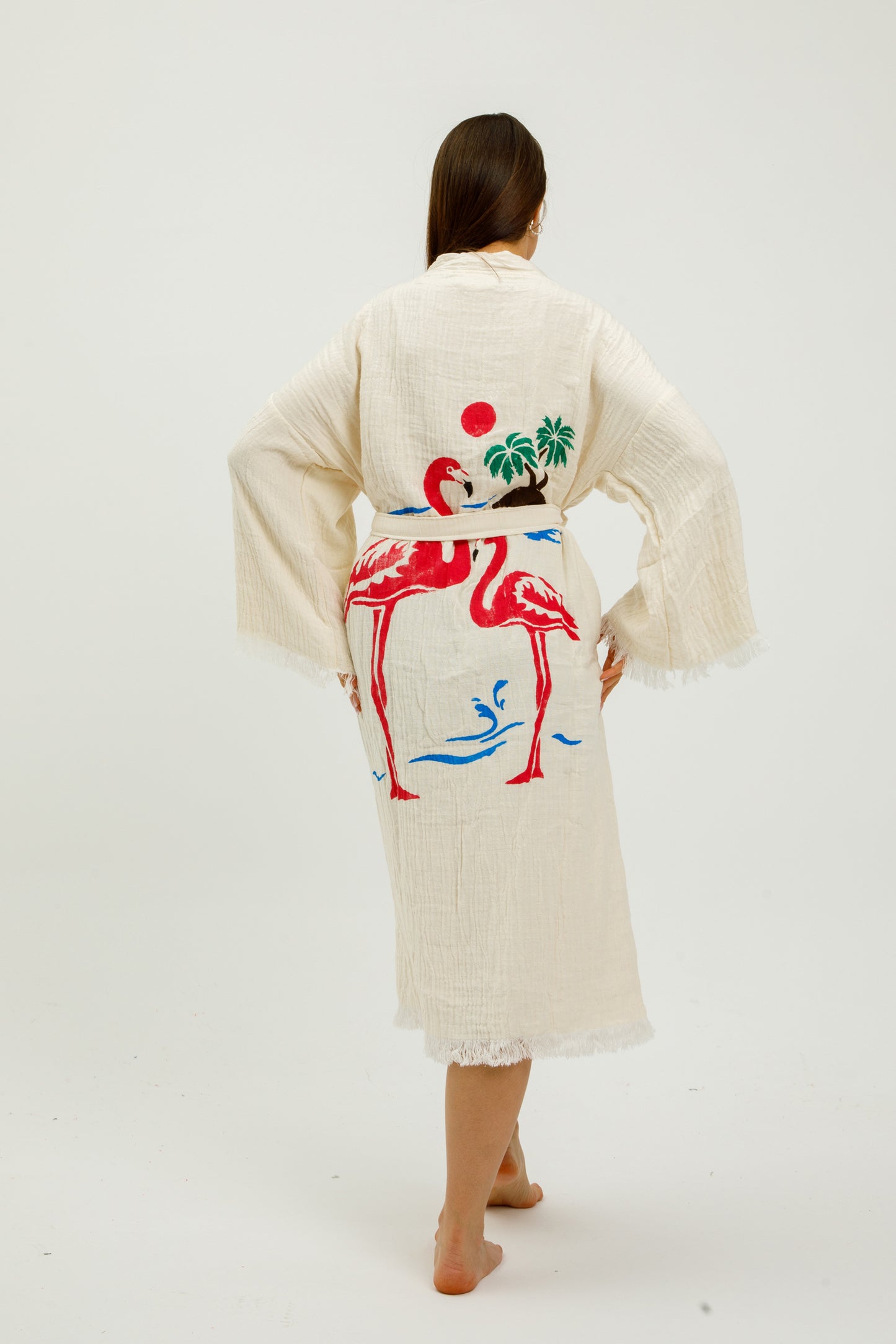 Flamingo Print Cotton Robe