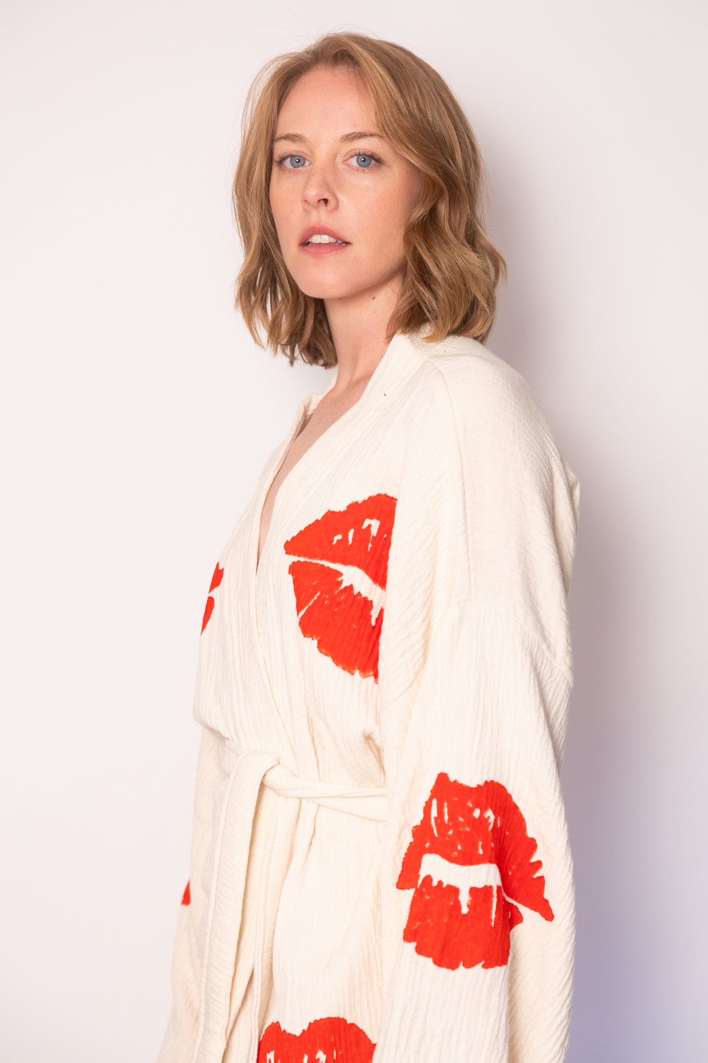 Lips Print Cotton Robe